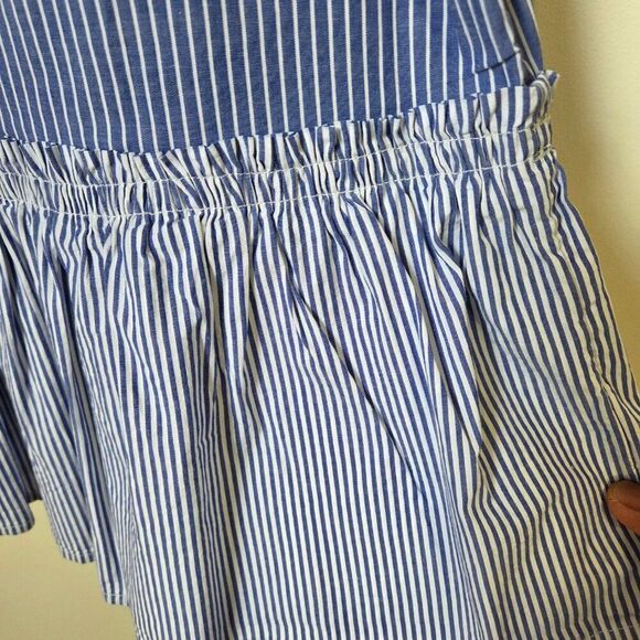 NEVER WORN TIME AND TRU PINSTRIPE SLEEVELESS COTTON RUFFLED TOP SIZE L - Picture 7 of 15
